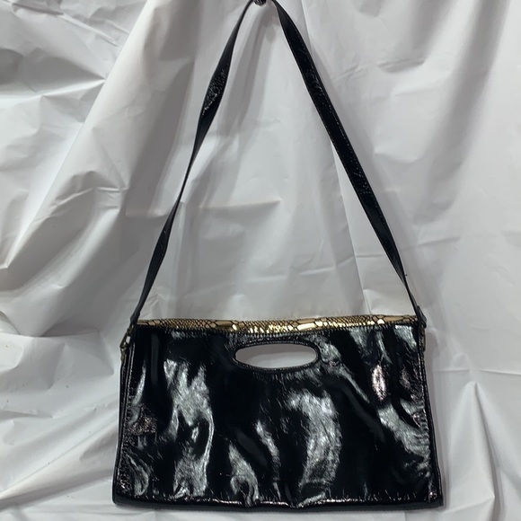 Miztique Black and Gold Faux Skin and Studed Large clutch - Picture 2 of 6